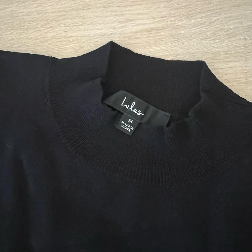 Lulu’s So Much to Say Black Lace Puff Shoulder Sweater Top - Picture 6 of 9